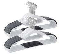 SONGMICS Cintres 30 pièces, cintres en Plastique, antidérapant, Peu encombrant, épaisseur 0,5 cm, Longueur 42 cm, Crochet pivotant à 360° Argent, Blanc et Gris foncé CRP20WG30