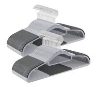 SONGMICS Cintres 50 pièces, cintres en Plastique, antidérapant, Gain de Place, épaisseur 0,5 cm, Largeur 42 cm, Crochet pivotant à 360° Argent, Gris Clair et Gris sûr CRP20G50