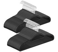 SONGMICS Cintres 50 pièces, cintres en Plastique, antidérapant, Peu encombrant, épaisseur 0,5 cm, Largeur 42 cm, Crochet pivotant à 360° Argent, Noir CRP020B05