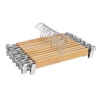 SONGMICS cintres en Bois cintres Pantalon Lot de 12 avec Clips en métal, idéal pour Jupes Pantalon Métal Grain Naturel Ucrw008-12