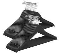 SONGMICS Cintres en Bois Minces, Lot de 30 Avec Encoches D'épaule et Pantalons, Crochet Pivotant à 360°, Bouleau pour Bretelles et Manteaux, Noir Encre CRW030B01