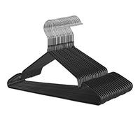 SONGMICS cintres en métal Lot de 20, Fin antidérapant Ø 4 mm Gain de Place Revêtement en PVC, Crochet rotatif, Antiglisse, Longueur 42.5 cm, Noir CRI33B-20
