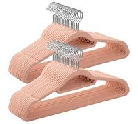 SONGMICS Cintres en Velours, Lot de 50, antidérapants, épaisseur 0.6 cm, Gain de Place, Crochet pivotant à 360°, Longueur 43.5 cm, pour Manteaux, Chemises, Robes, Pantalons, Rose Clair CRF50PK
