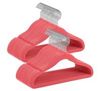 SONGMICS Cintres Enfants, Lot de 50, en Velours, avec Crochets Argentés Pivotants à 360°, Gain de Place, Cintres Antiglisse, Rouge Fraise