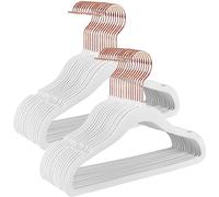 SONGMICS Cintres Enfants, Lot de 50, en Velours, avec Crochets Rose Gold, Antiglisse, Modèle Enfant, pour Jupes, Robes, Pantalons, T-Shirts, Blanc CRF027W01