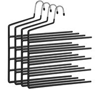 SONGMICS Cintres Multi-Niveau, Lot de 4, Porte-Pantalons, Bouts Ouverts, Peu encombrant, antidérapant, résistant, avec 5 Barres, pour Jeans, Serviettes, Foulards, Noir CRI034B02