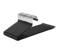 SONGMICS Cintres Pantalons, Lot de 20, Antiglisse, Extrémité Ouverte | Gain de Place, Rangement Armoire, Dressing, 38 x 0,5 x 13 cm, Noir, Collection PATIYA CRI004-20