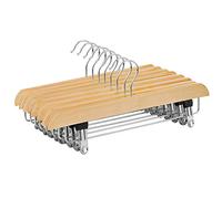 SONGMICS Cintres-Pinces, pour Pantalons et Jupes, Lot de 8 en Bois Naturel, 35,5 cm CRW008-8
