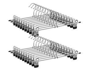 SONGMICS Cintres pour Pantalonen Métal, Lot de 20, avec 2 Pinces Amovibles, Longueur 31 cm, pour Jupe, Grande Capacité de Charge, Finition Chromée, Argent Métallique et Noir d'Encre CRI003-20