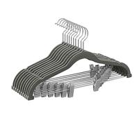 SONGMICS Cintres pour Pantalons, Lot de 10, en Velours, Longueur 42,5 cm, avec Pinces Réglables, Antiglisse, Gain de Place, pour Pantalons, Manteaux, Robes, Gris CRF012G10