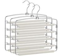 SONGMICS Cintres pour Pantalons, Lot de 3 Cintres Métalliques à Multiples Niveaux, Gain de Place, Antiglisse, Barres Pivotantes, pour Jeans, Pantalons, Cravates, Ceintures Gris et Argent CRI041GY