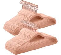 SONGMICS Cintres Velours 50PCS Anti-Dérapants 360° Rotatoires Gain Plaque 0.6cm Pantalon Rose Or/Clair