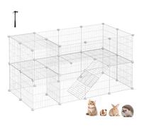 SONGMICS Clôture pour Animaux domestiques, 2 Niveaux, modulaire, pour Petits Animaux, Hamsters, Lapins, cochons, Dinde, Panneaux grillagés intérieurs, 143 x 73 x 71 cm, Blanc LPI02W