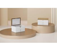 SONGMICS Coffret à bijoux avec 3 niveaux, boîte à bijoux en bois composite, organisateur de bijoux, boîte à bijoux, avec tiroirs, pour bagues, boucles d'oreilles, bracelets et colliers, blanc