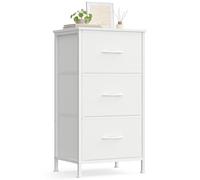SONGMICS Commode 3 Tiroirs, Meuble de Rangement pour Chambre, Acier, Panneau MDF, Tissu Non-tissé, pour Couloir, Entrée, Salon, Blanc Nuage et Blanc Neige LGS313WH01