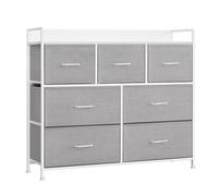 SONGMICS Commode, Armoire, Meuble de Rangement, 7 Tiroirs en Tissu avec Poignées, Cadre en Métal, Style Moderne, Gris Tourterelle et Blanc Nuage LTS523L10