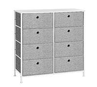 SONGMICS Commode avec 8 tiroirs en Tissu Facile à Tirer, Commode avec Cadre en métal, Dessus de Table, pour Placard, Chambre d'enfant, Gris Clair et Blanc LTS24W