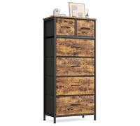 SONGMICS Commode Chambre, Meuble de Rangement, Couloir, Entrée, Salon, Cadre en Acier, 6 Tiroirs, Style Moderne Basique, Marron Rustique, BELLAH Collection LGS541K101