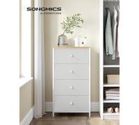 SONGMICS Commode de rangement avec 4 tiroirs en tissu - Blanc/Chêne