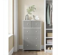 SONGMICS Commode de rangement avec 5 tiroirs en tissu - Blanc/Gris