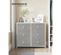 SONGMICS Commode de rangement en métal avec 6 tiroirs en tissu - Blanc/Gris
