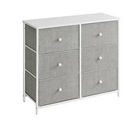 SONGMICS Commode, Meuble de Rangement avec 6 Tiroirs en Tissu, Meuble à Tiroirs avec Cadre Métallique, Plateau, pour Chambre, Dressing, Gris Tourterelle et Blanc Crème LTS323L10