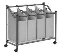 SONGMICS Corbeille Lavage Mobile 4-Sacs Roues Toutes Pieces Gris 4x35L