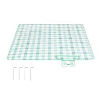 SONGMICS Couverture de Pique-Nique 200 x 200 cm, 4 piquets de prévention, Grand Tapis pour Camping, Parc, Jardin, Plage, extérieur, Dos étanche, Pliable et Portable, Vert et Blanc GCM011W02