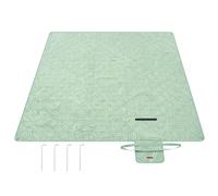SONGMICS Couverture de Pique-nique, 200 x 200 cm, avec 4 Piquets de Sol, Grand Tapis, pour Camping, Parc, Jardin, Plage, Hydrofuge, Lavable en Machine, Pliable, Motif Feuilles et Vert Menthe GCM010C02