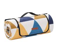 SONGMICS Couverture de Pique-Nique, 200 x 200 cm, Grand Tapis, pour Camping, Parc, Jardin, Extérieur, Plage, Hydrofuge, Pliable, Motif Triangle Jaune et Bleu GCM76S