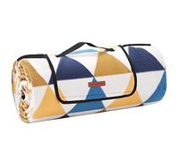 SONGMICS Couverture de Pique-Nique, 300 x 200 cm, Grand Tapis, pour Camping, Parc, Jardin, Extérieur, Plage, Hydrofuge, Pliable, Motif Triangle Jaune et Bleu GCM073Q01