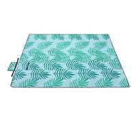 SONGMICS Couverture de Pique-Nique, 300 x 200 cm, Grand Tapis, pour Camping, Parc, Jardin, Plage, Hydrofuge, Lavable en Machine, Pliable, Motif Fougère et Bleu Clair GCM001Q03