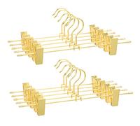 SONGMICS CRI046G01 Lot de 10 cintres en métal de 31 cm avec 2 Clips antidérapants pour Jupes, Pantalons, sous-vêtements, cintres, Peu encombrants, inoxydables, rotatifs à 360°, dorés