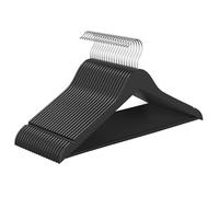 SONGMICS CRW040B01 Lot de 20 cintres en bois de bouleau massif pour vestes, chemises, manteaux, crochets pivotants à 360° Noir