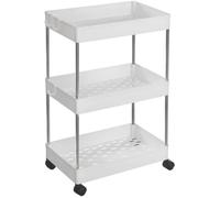SONGMICS Desserte à roulettes, Étagère Roulante, 3 Niveaux, pour Salle de Bain, Cuisine, Bureau, 40 x 22 x 60 cm, Blanc KSC009W01