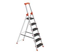 SONGMICS Échelle 6 Marches, en Aluminium, Escabeau, Pliable, avec Plateau à Outil, Pieds Antidérapants, TÜV Rheinland Test GLT06BK