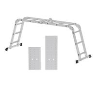 SONGMICS Échelle Polyvalente 3,5 m, Escabeau, en Alliage d'Aluminium, Jusqu'à 150 kg, 12 'Arches avec 2 Plaques d'Échafaudage