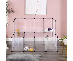 SONGMICS Enclos, clapier, pour rongeur et lapin, cage pour petit animal, clôture modulable, Blanc LPC004W01