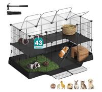 SONGMICS Enclos pour Petits Animaux à 2 Niveaux, 41 Panneaux, Double Porte