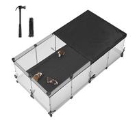 SONGMICS Enclos pour Petits Animaux, clapier d'intérieur, 144 x 74 x 47 cm | Pour lapins, cochons d'Inde, furets, panneaux semi-transparents, tissu respirant et imperméable, Collection DAMION LPC015W01
