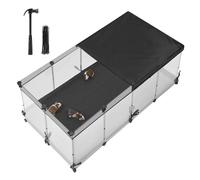 SONGMICS Enclos pour Petits Animaux, clapier d'intérieur, 144 x 74 x 57 cm | Pour lapins, cochons d'Inde, furets, panneaux semi-transparents, tissu respirant et imperméable, Collection DAMION LPC016W01