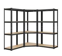 SONGMICS Ensemble d’Étagères d’Angle à 4 Niveaux, Étagères de Rangement en Acier, Charge Lourde, Garage, Entrepôt, Capacité de Charge 1500 kg, Noir d'encre et Beige Naturel GLR056B03