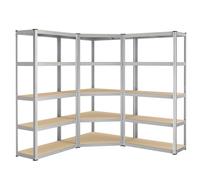 SONGMICS Ensemble d’Étagères d’Angle à 5 Niveaux, Charge Lourde | Étagères de Rangement en Acier, Capacité de Charge 2625 kg, Garage, Entrepôt, Argent et Beige Naturel, GLR070E03