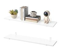 SONGMICS Ensemble de 2 Étagères Murales, 80 cm, Blanc | Étagère Flottante, Charge Max 10 kg, pour Salon, Cuisine, Chambre