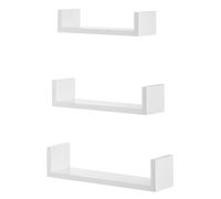 SONGMICS Lot de 3 Etagères murales flottantes, Panneau de MDF, pour Salle de bain, Chambre, Bureau, Blanche LWS40WT