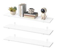 SONGMICS Ensemble de 3 Étagères Murales Flottantes, Blanc, 80 cm | Étagère Rangement, Charge 10 kg, Profondeur 20 cm, pour Salon, Cuisine, Collection COLEX
