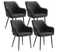 SONGMICS Chaise Salle à Manger, Lot de 4, Chaise de Cuisine, Fauteuil en Velours, Rembourrée, avec Accoudoirs, Charge Max. 120 kg, Pieds en Métal, Noir d'encre LDC087B14