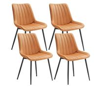 SONGMICS Lot de 2 Chaise Salle à Manger, Chaise Cuisine, Supportant Jusqu’à 120 kg, Pied en Acier, Dossier Ergonomique, pour Salle à Manger, Cuisine, Marron Caramel et Noir d'encre LDC090K01