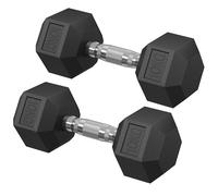 SONGMICS Ensemble d'Haltères, Ensemble de 2 Haltères Hexagonaux, Poids Total de 20 kg, Adapté à l'Entraînement, la Musculation, l'Haltérophilie à Domicile, la Salle de Sport, Noir d’Encre SYL010B01