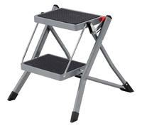 SONGMICS Escabeau à 2 marches, Marche-pieds pliable, largeur de marche 20 cm, caoutchouc antidérapant, avec poignée, charge 150 kg